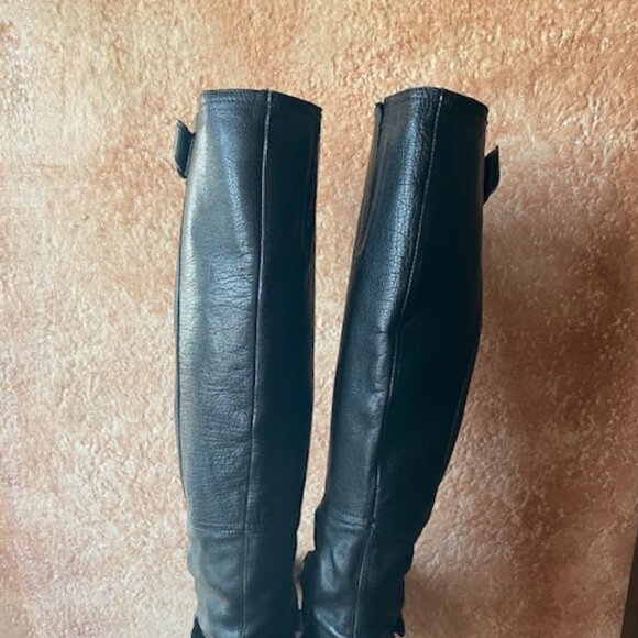 Anthropologie tall women's black leather riding style boots EUC, 9M - Picture 4 of 14